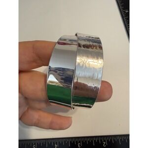Robert Lee Morris Soho Silver Tone Hammered Mixed Texture Wide‎ Cuff Bracelet